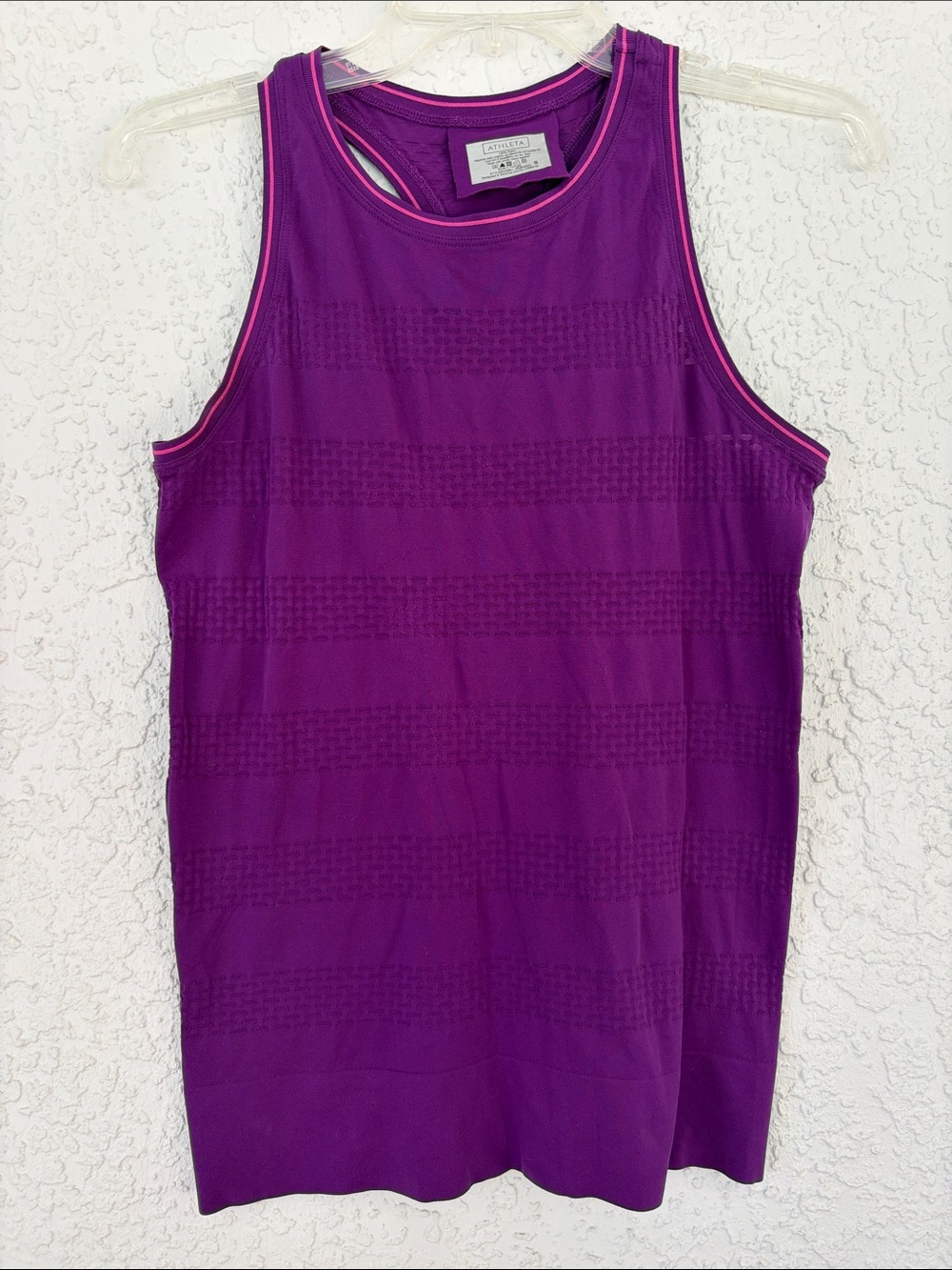 Athleta Purple Knit Tank with Pink Stripe size S